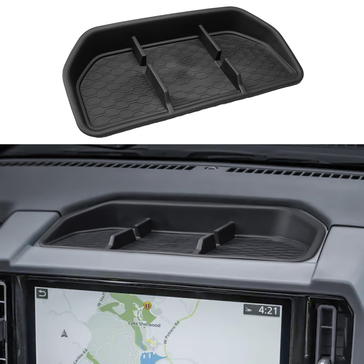 EDBETOS Frontier dashboard insert tray installed in the dash for easy access