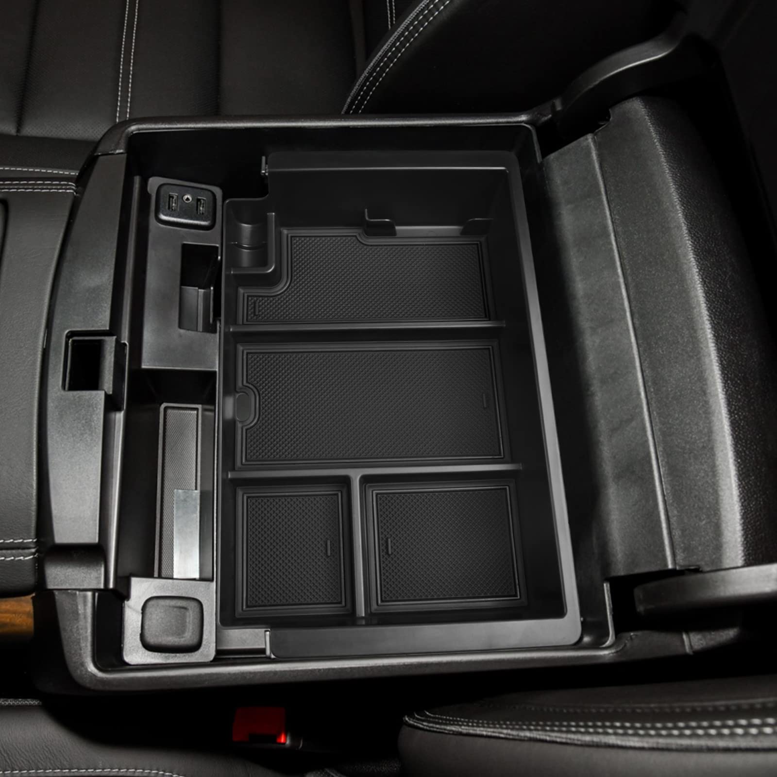 Lower storage hides valuables in a discreet, accessible compartment.