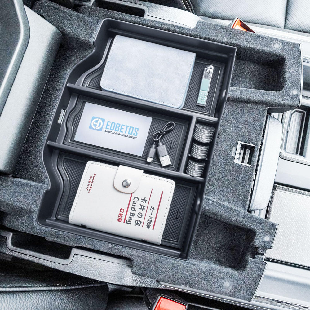 EDBETOS interior accessory console tray improves organization on the go.