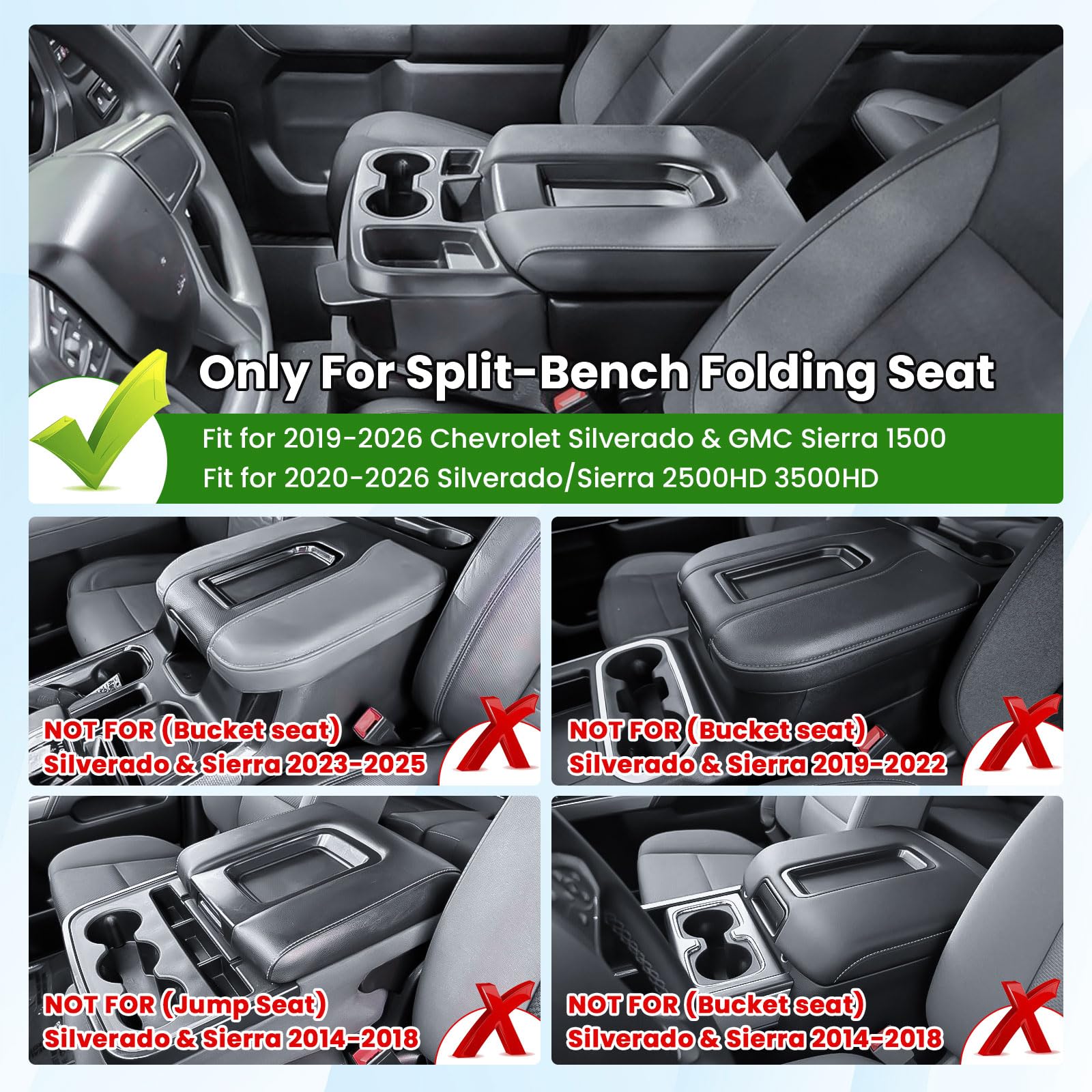EDBETOS jump-seat storage tray adds center console space for daily essentials.