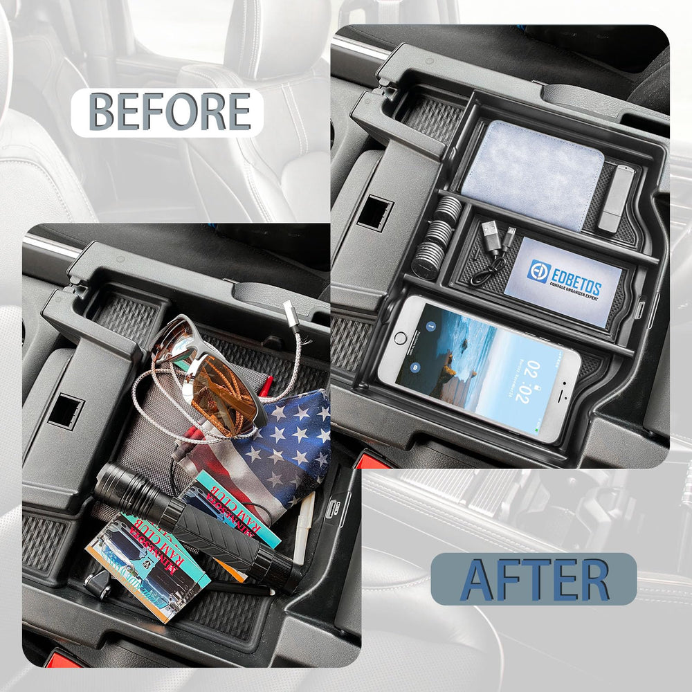 EDBETOS RAM quad crew mega center tray expands storage space.
