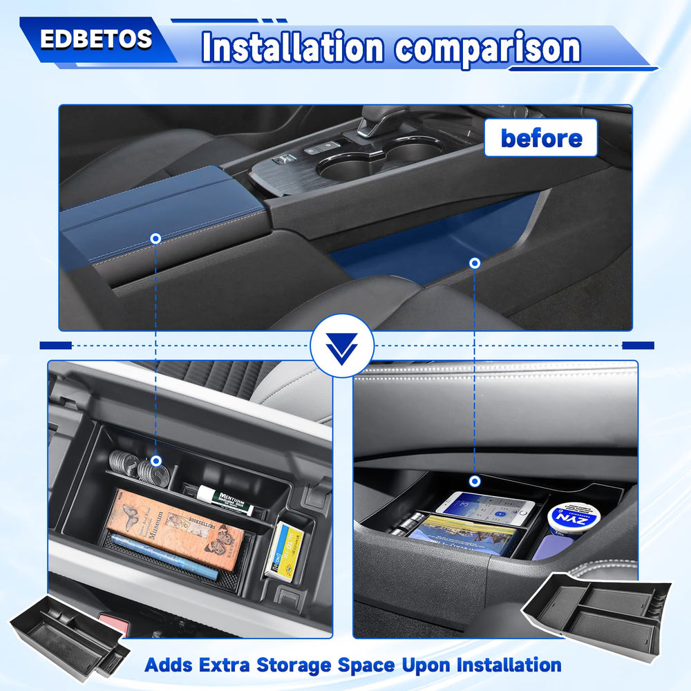 EDBETOS Rogue lower console organizer adds organized compartments.