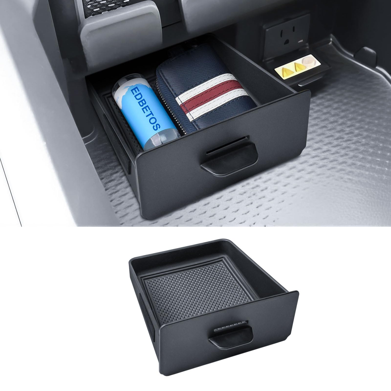 EDBETOS storage drawer in RAM cubby with front-slot for quick coins and small items