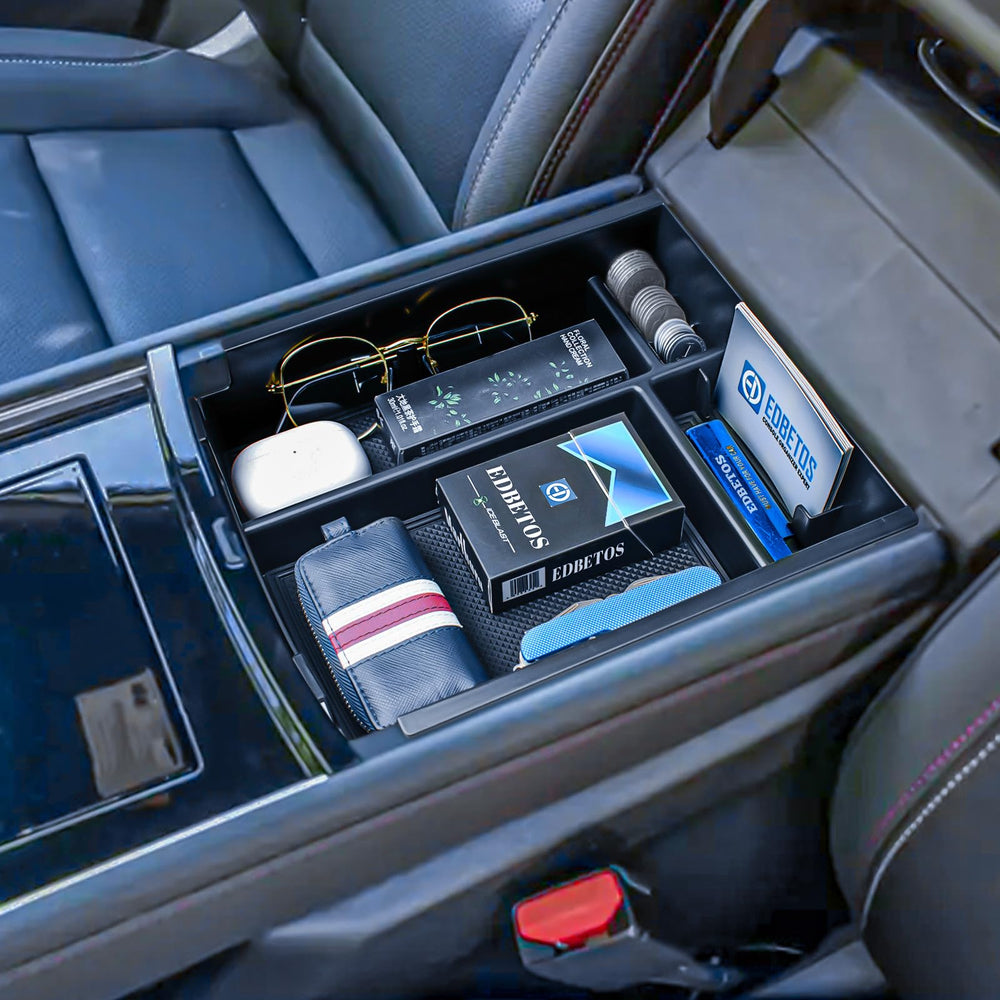 EDBETOS Traverse center console organizer shown installed for organized daily use