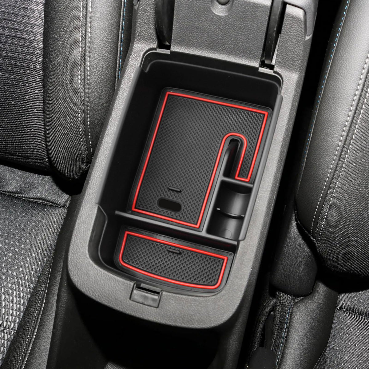 EDBETOS Trax center console tray installed for organized storage on the go