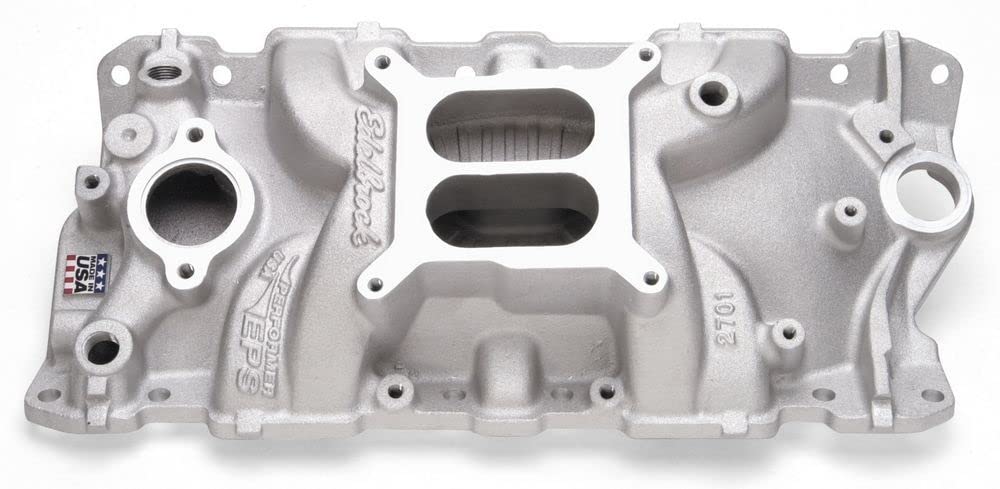 Edelbrock 2701 Performer intake manifold top view for enhanced low-to-mid RPM breathing
