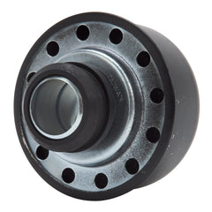 Edelbrock EDL4403 Pro-Flo black round breather, side view, grommet included for easy installation