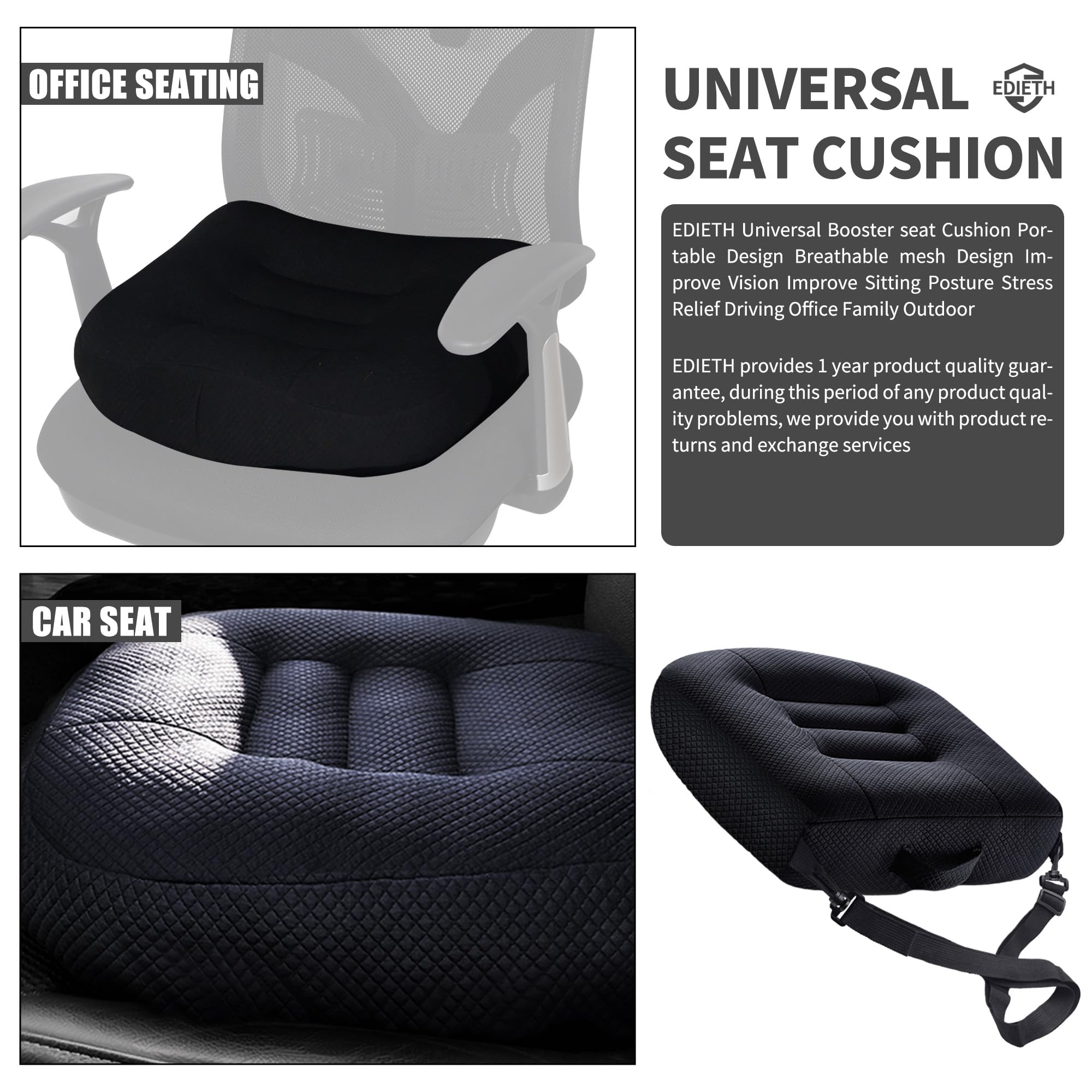 EDIETH breathable mesh cover keeps you cool during long sitting sessions.