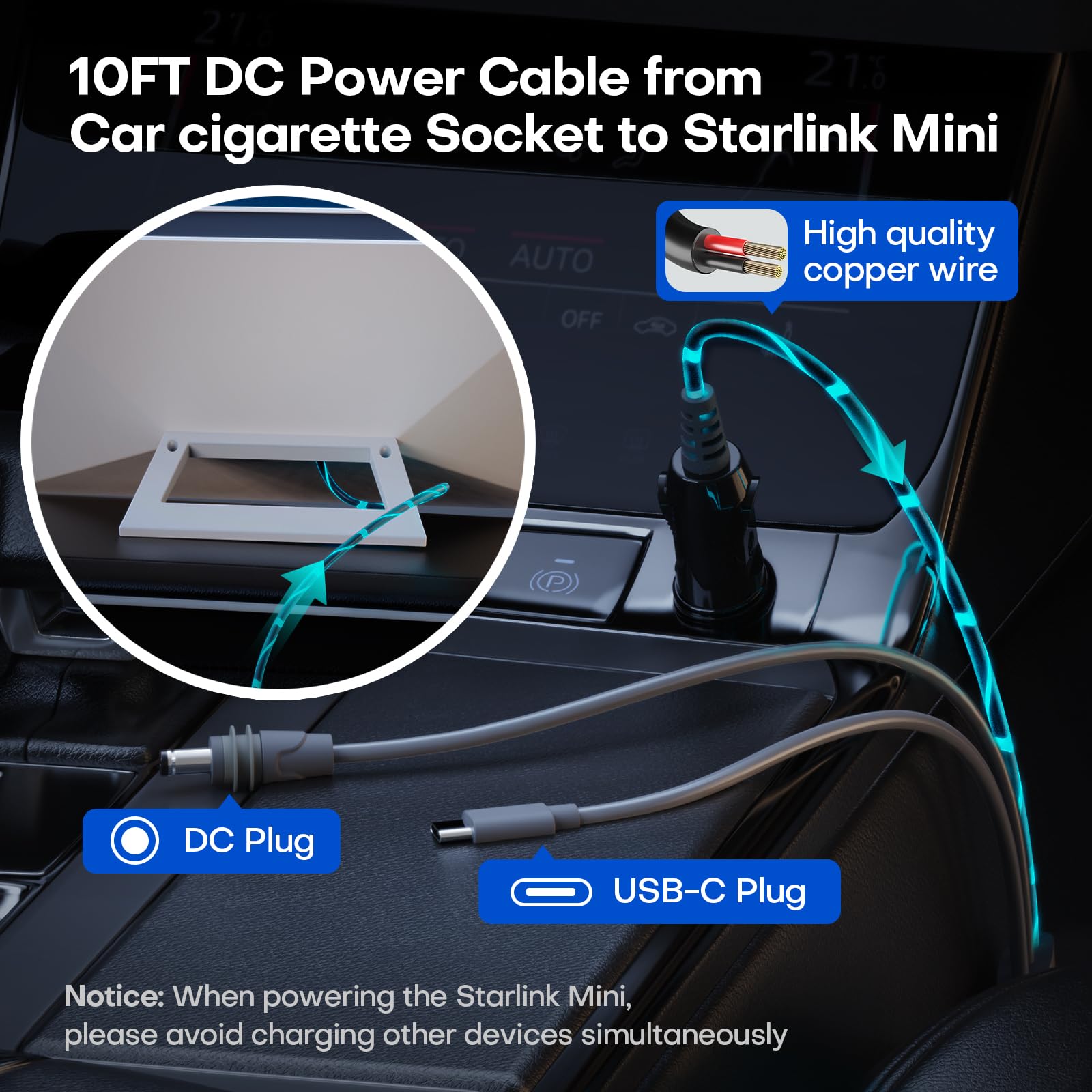 Edihia Starlink Mini 3-in-1 DC-to-DC connector for car power needs.