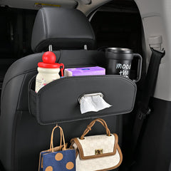 Edotim backseat organizer with cup holder keeps drinks within easy reach.