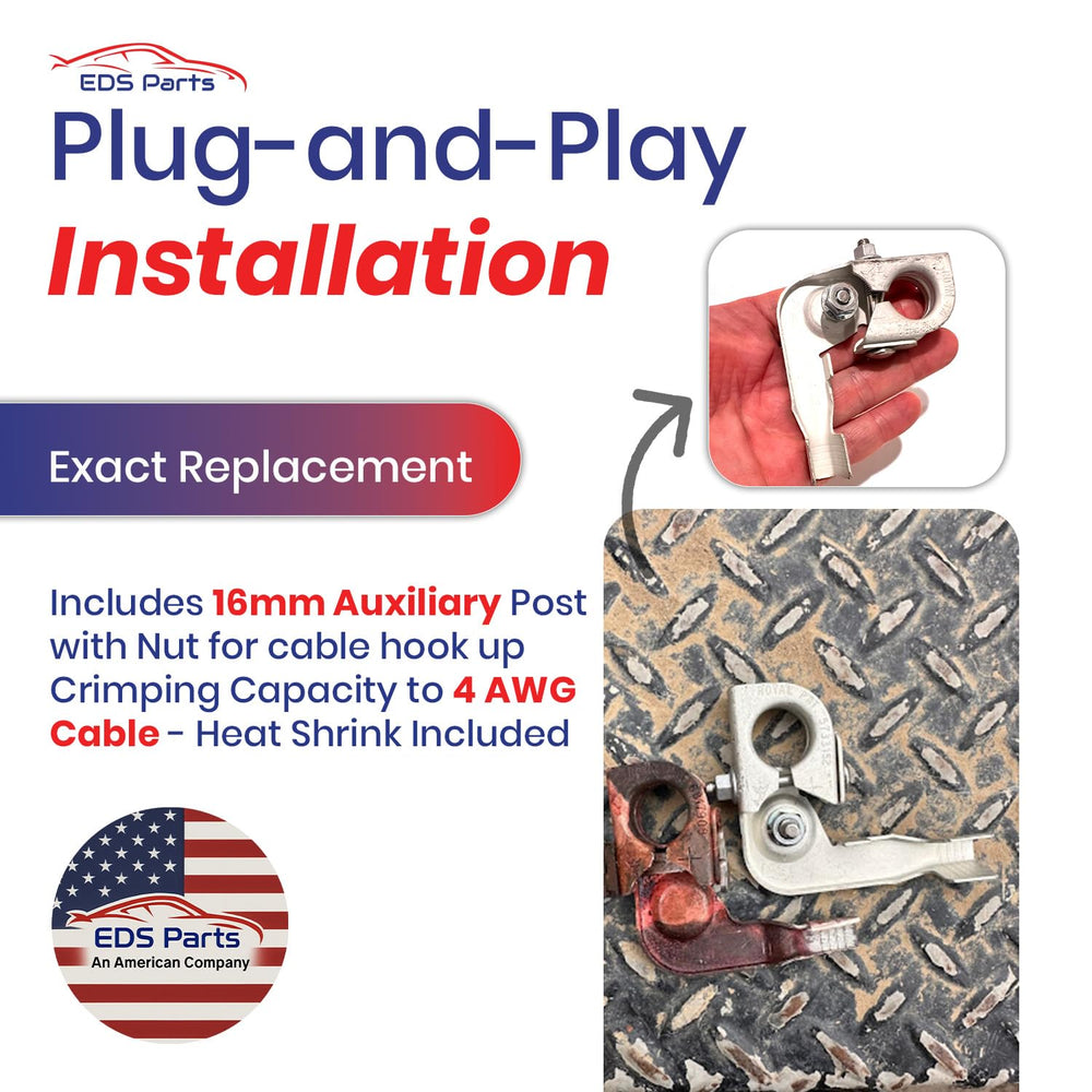 EDS crimp-style terminal provides a secure attachment for up to 4 AWG cables
