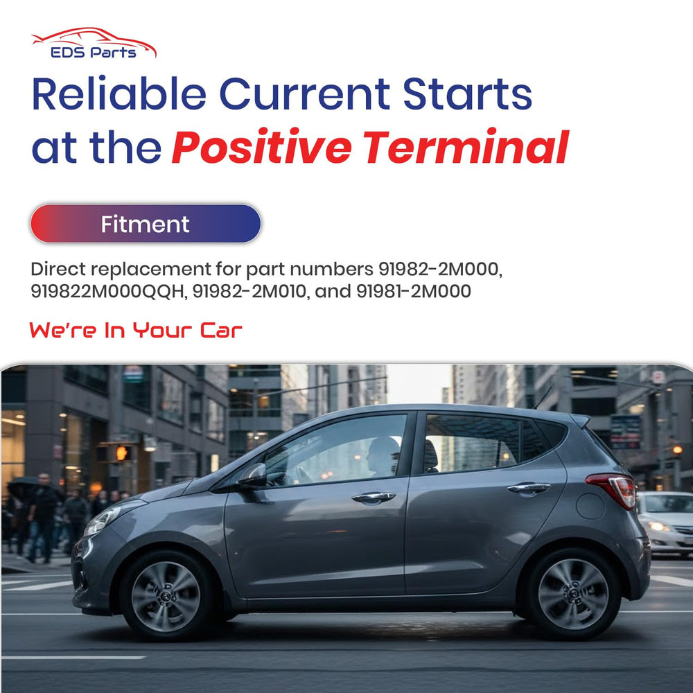 EDS positive battery terminal assembly with M6 nut demonstrates installation-ready design.