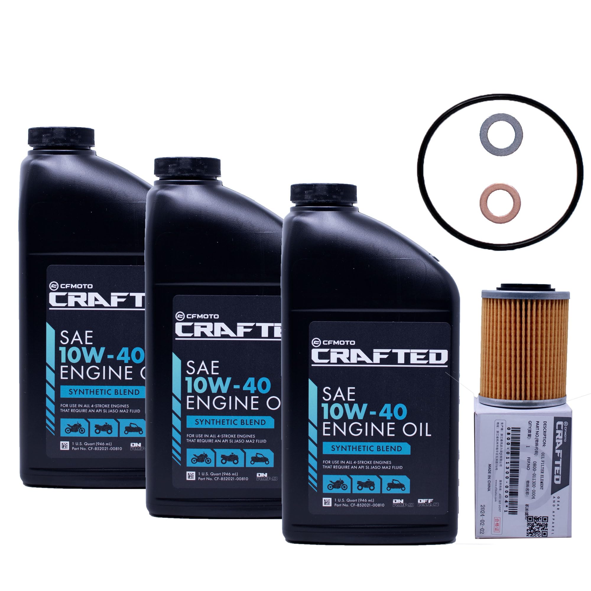 Edwards OEM semi-synthetic oil change kit front view for quick maintenance on CFMoto 400cc+