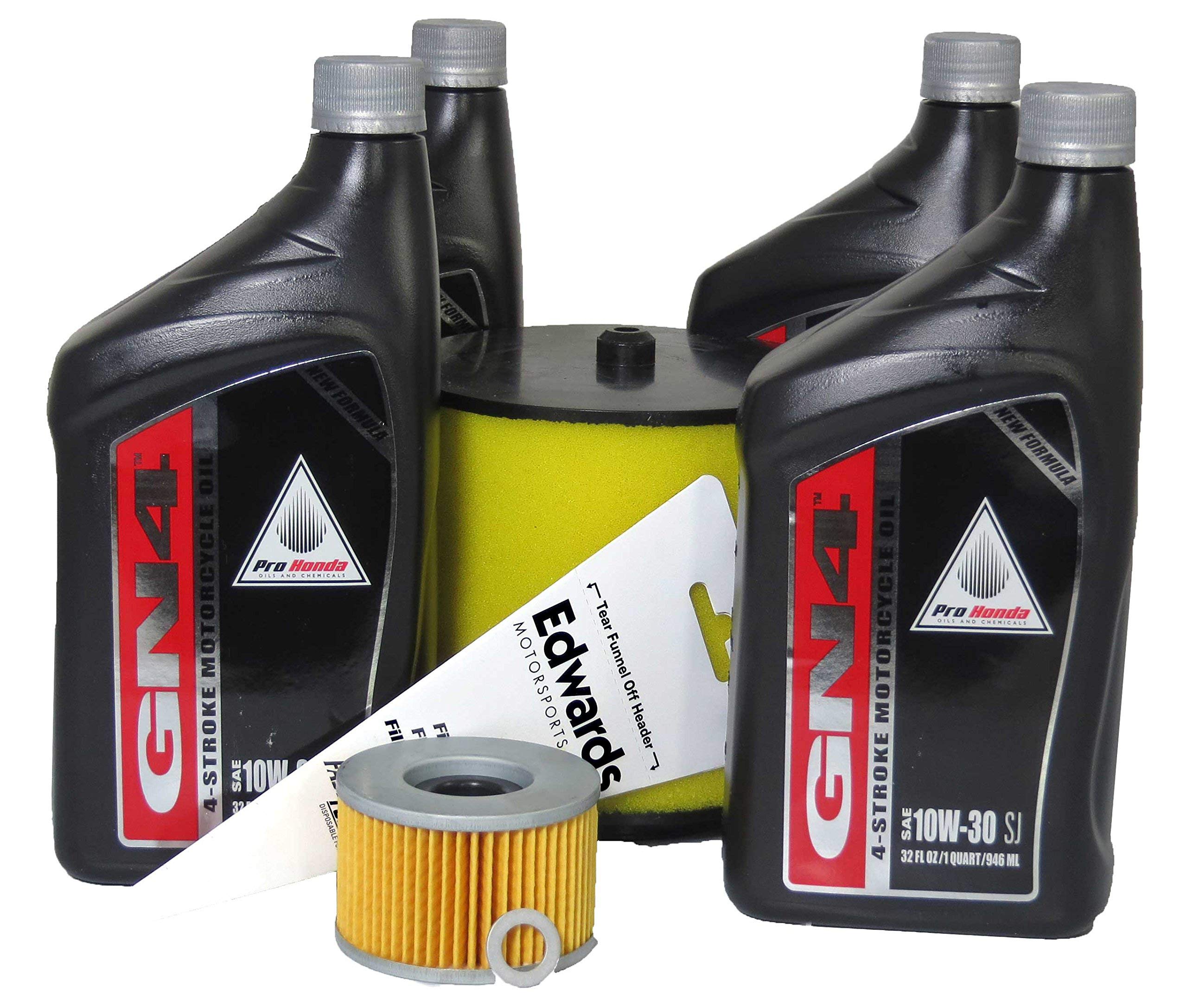 Edwards oil change kit for Honda Pioneer 700 includes GN4 oil bottle and OEM filter for quick maintenance.