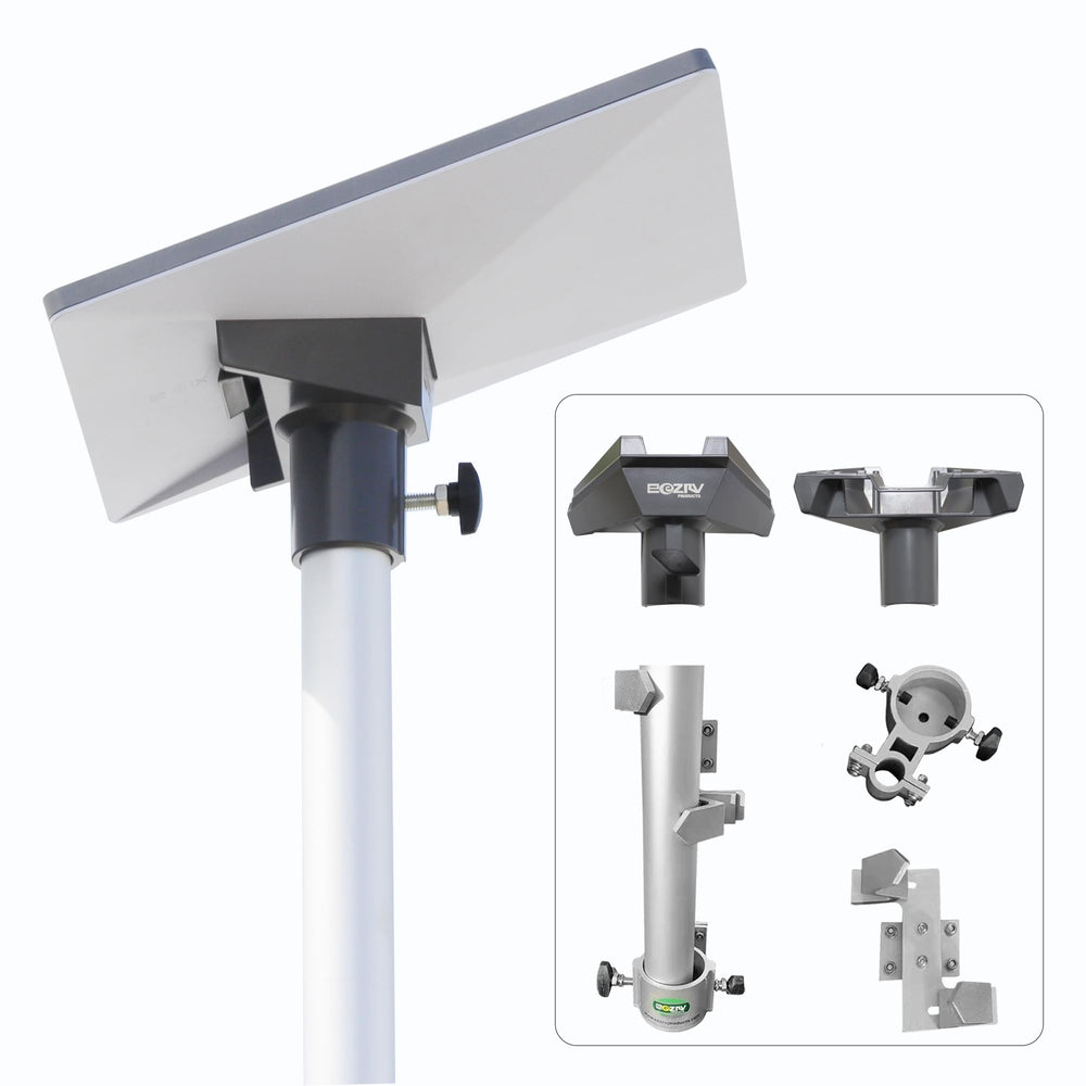 EEZ RV Starlink Mini Pipe Adapter on a 10ft pole for easy mobile internet setup