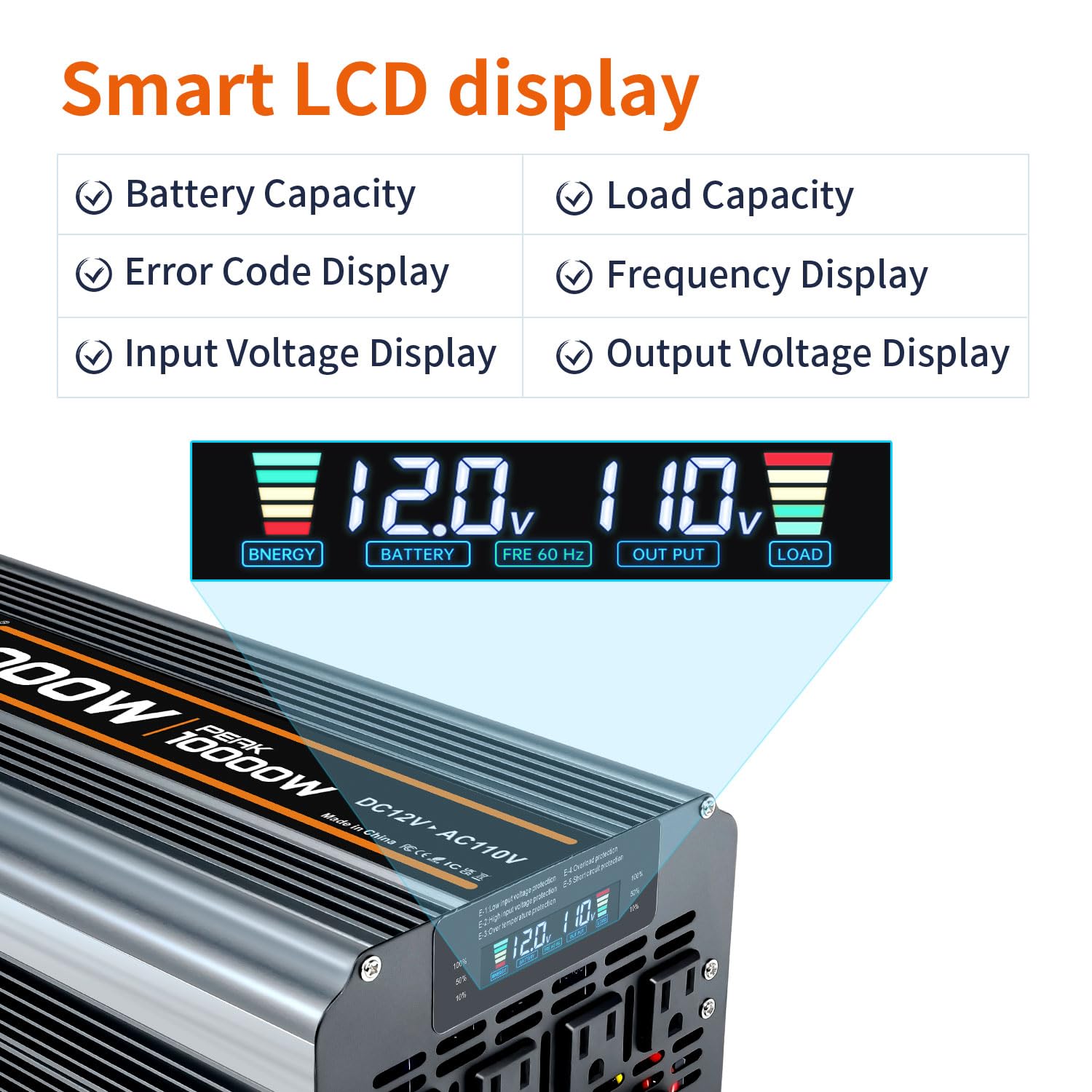 EFFORTWAY 12V to 110V output with four outlets