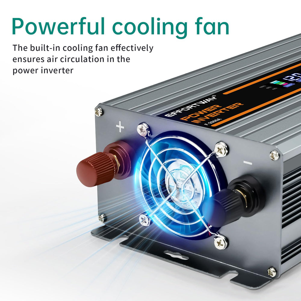 EFFORTWAY 2000W inverter with six protections for safer operation.