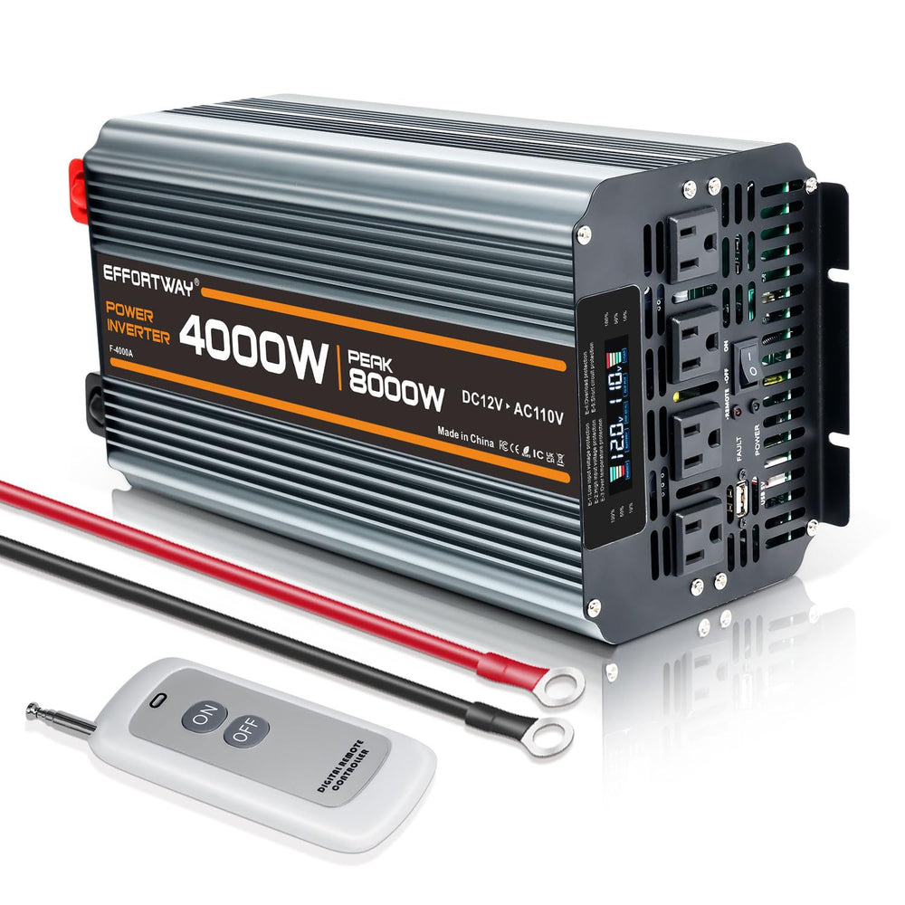 EFFORTWAY 4000W inverter front view showing rugged housing for reliable power