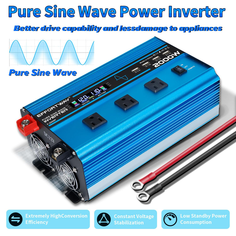EFFORTWAY wireless remote control inverter for easy power management.