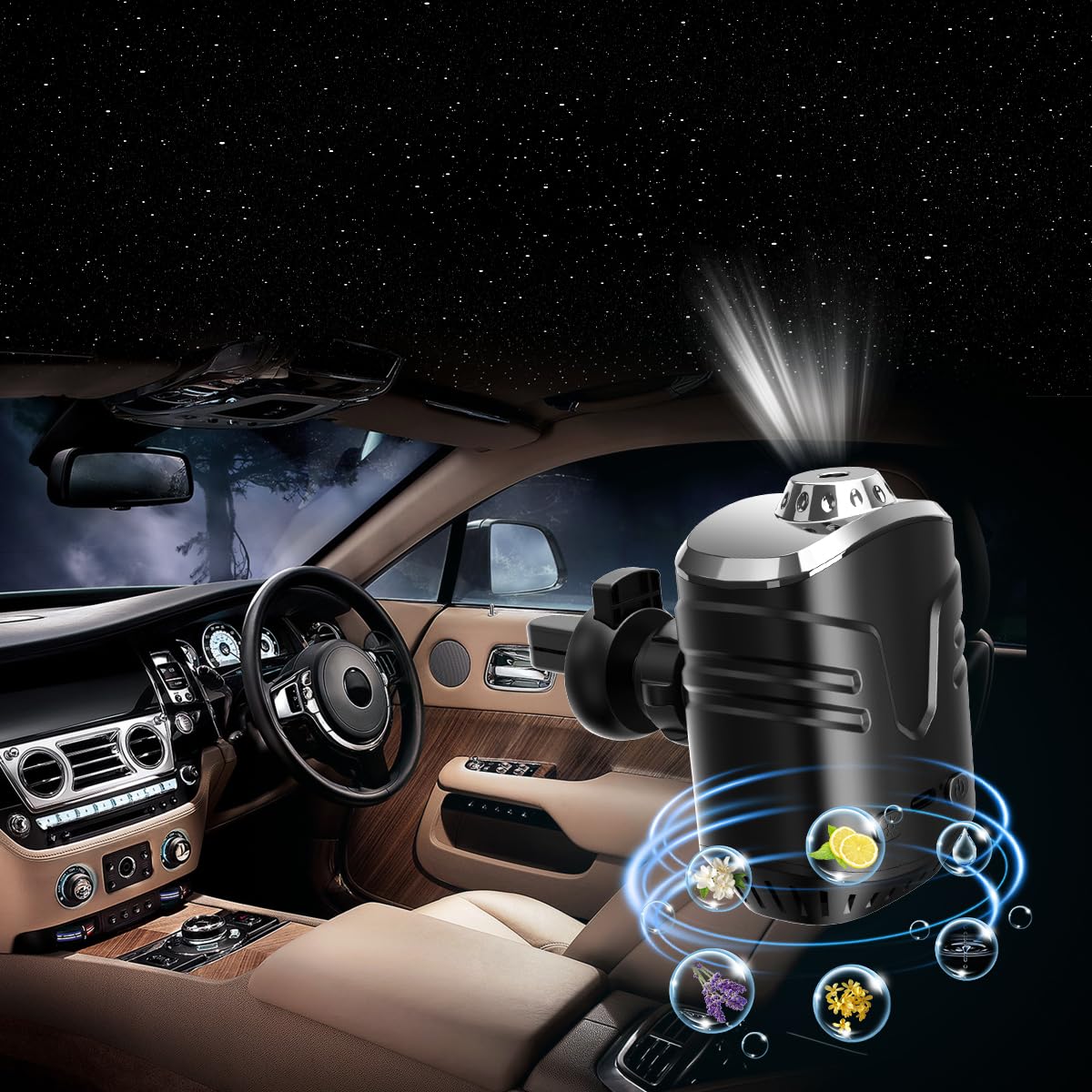 EGKimBa Star Lights in car ceiling projection creating a calming driving atmosphere