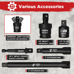 EGOFIX deep and shallow sockets showing depth options for tight fasteners