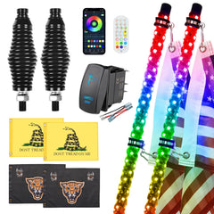 Ehaho 2 pack 4ft spiral RGBW whip lights for off road visibility