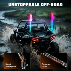 Ehaho dynamic LED whip with 366+ modes for customizable visuals.