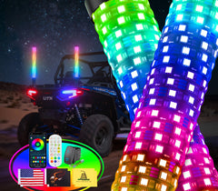 Ehaho 4FT Fat Whip light for UTV improves daytime visibility with bright RGB LEDs.