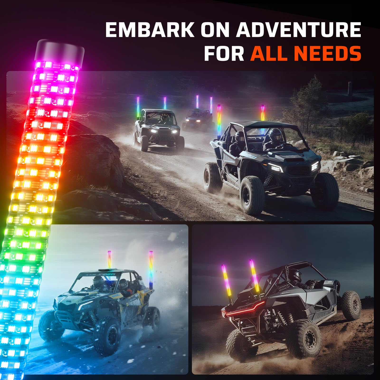 Ehaho light synchronizes with music for dynamic off-road ambience.