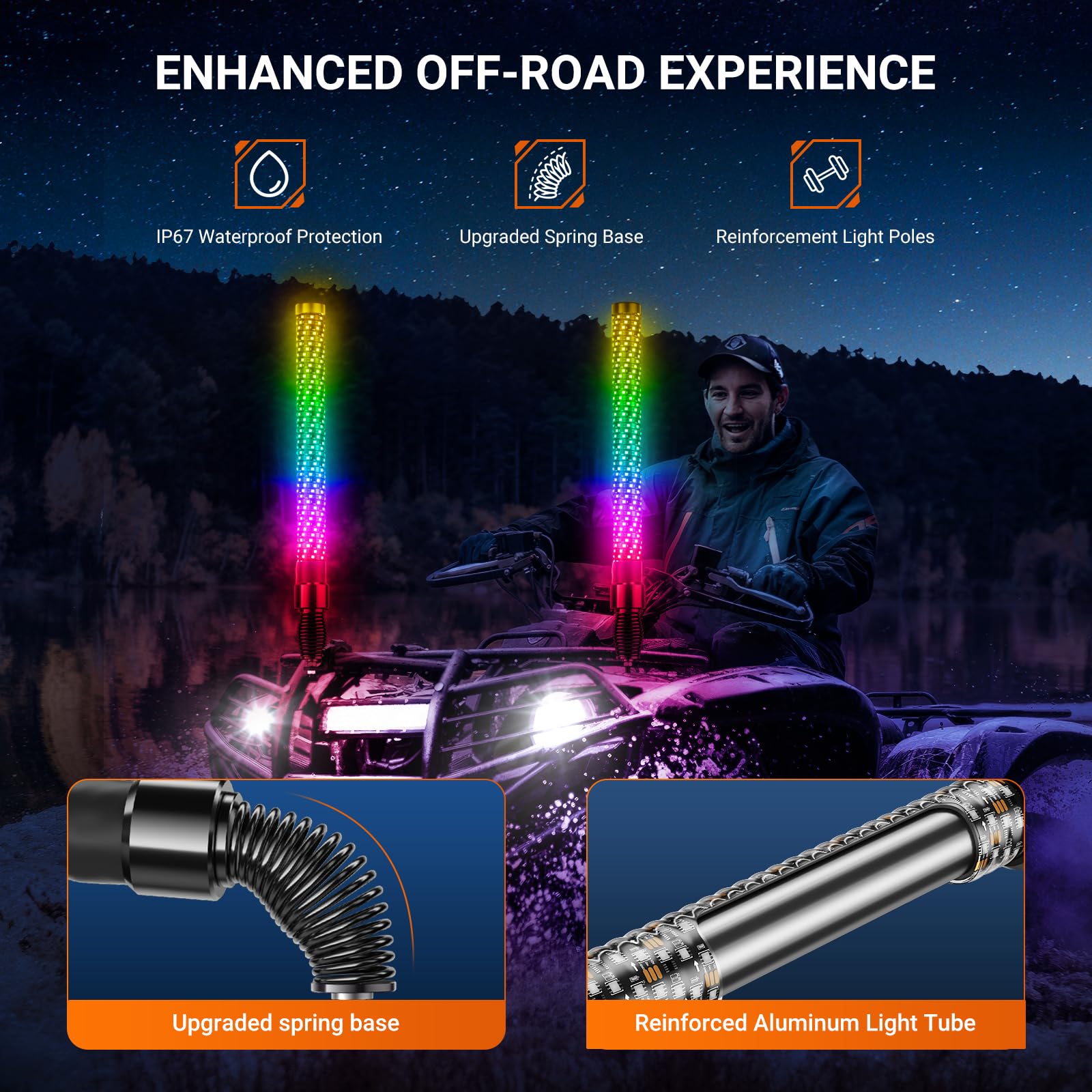 Ehaho Fat Whip Lights include six flags for off-road personalization.