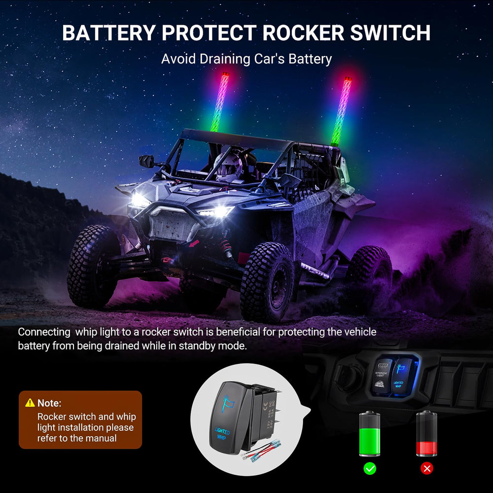 Ehaho Fat Whip Lights offer turn signals, music sync, and safety lighting.