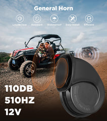 Ehaho 110dB horn close-up for clear audible alerts on rough terrain.