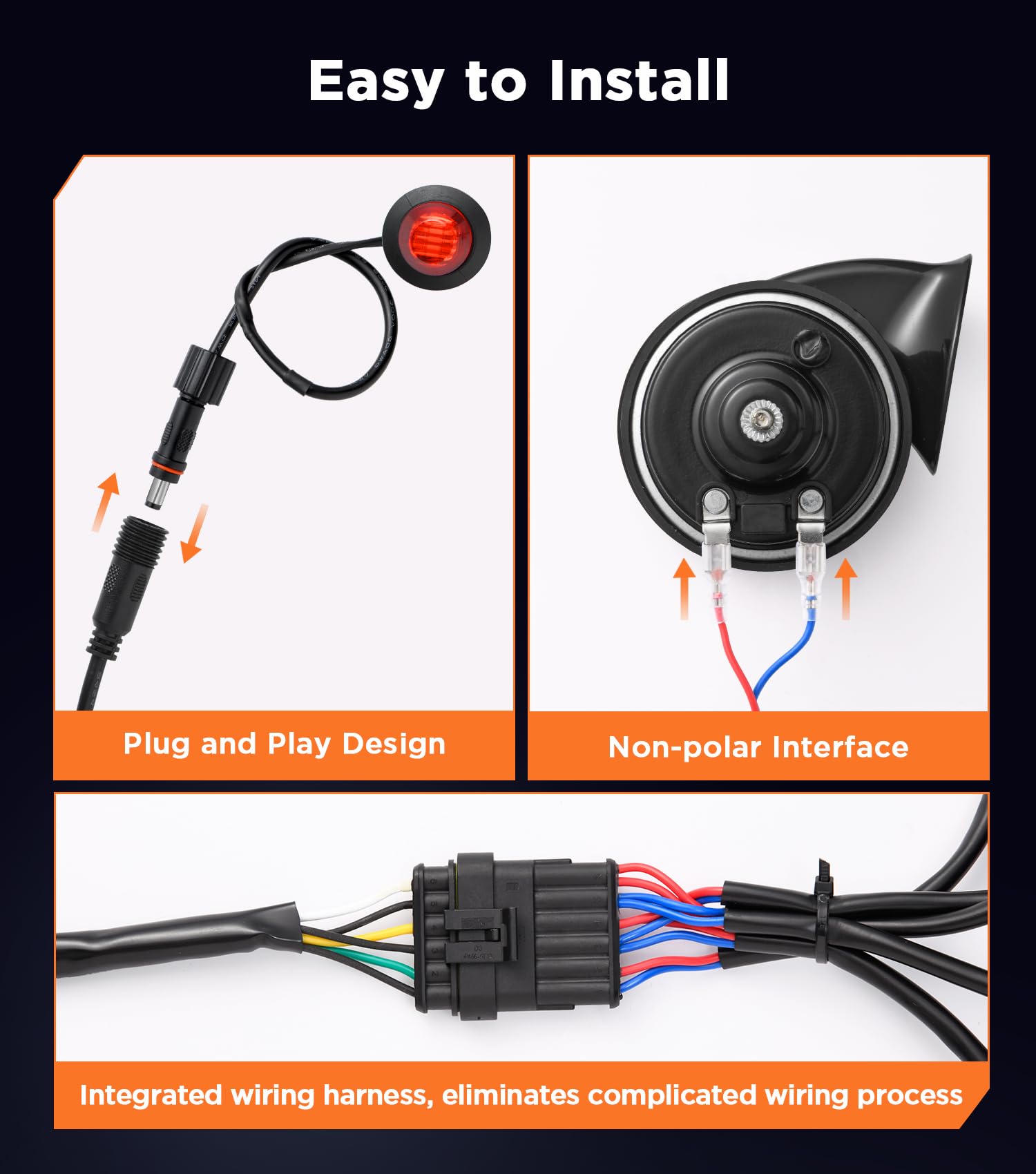 Ehaho red LED turn signals in hazard mode for signaling other drivers.