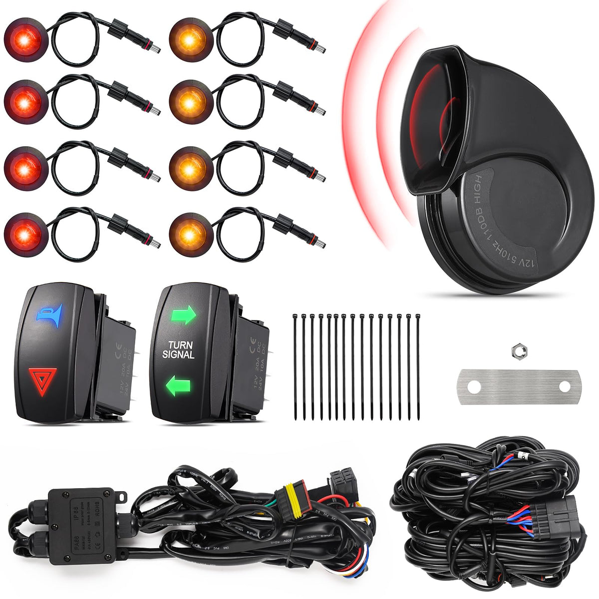 Ehaho turn signal kit front view with dual-LED indicators for enhanced visibility.