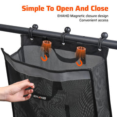 Ehaho UTV Mesh Trash Bag featuring two extra carabiners for versatile mounting.