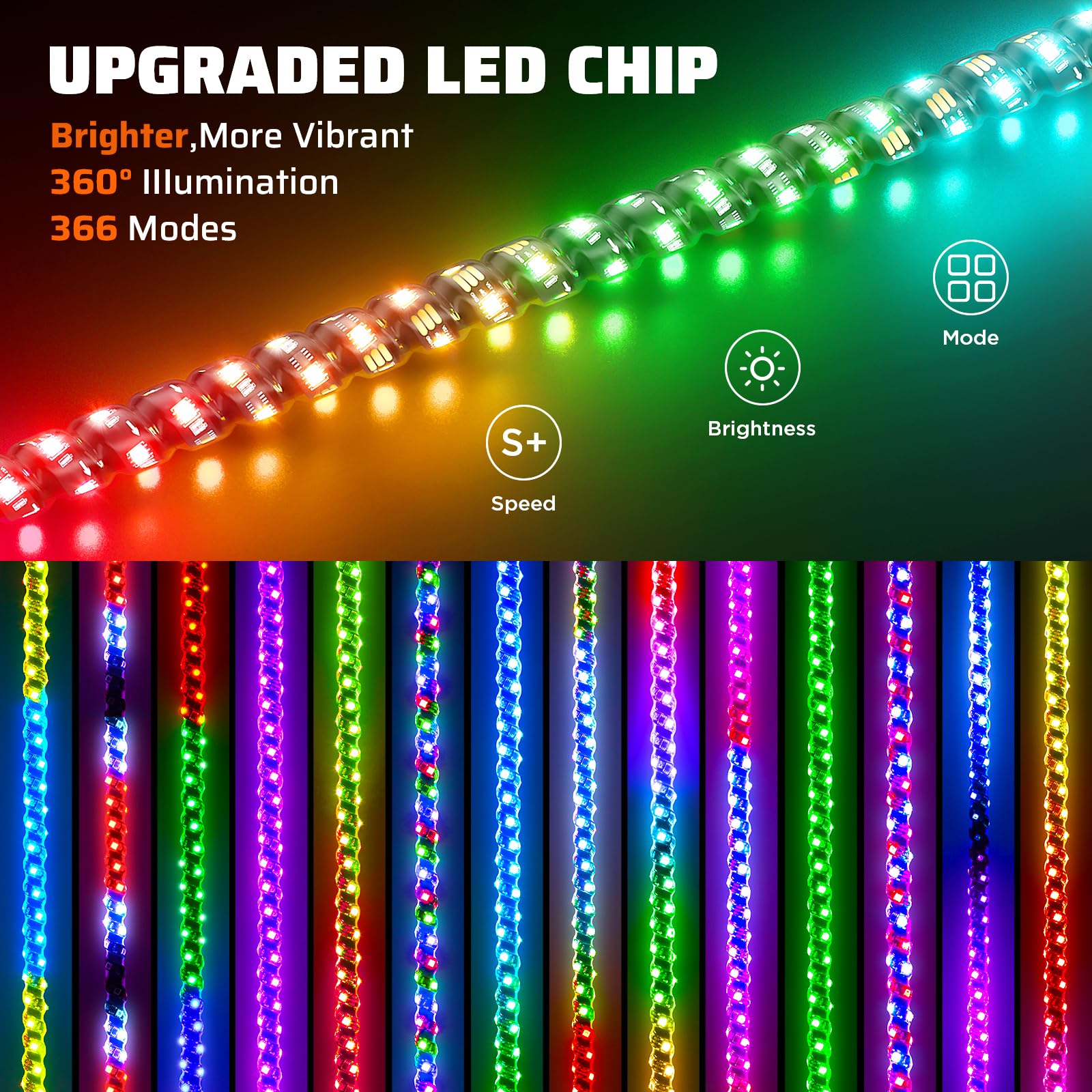 Ehaho whip light remote and app control for customizable colors and patterns on the go