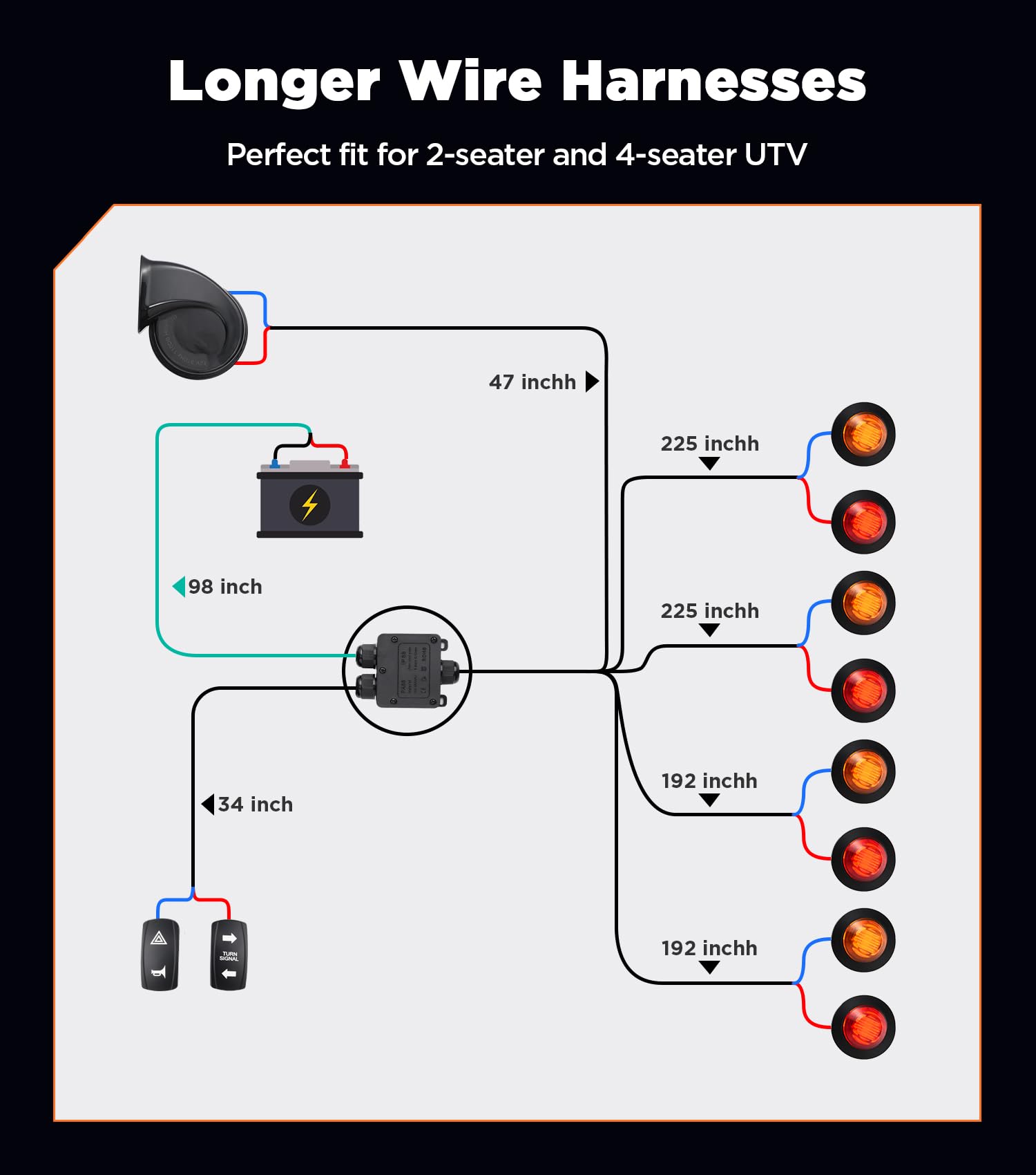 Ehaho wiring harness pre-wired for plug-and-play installation.
