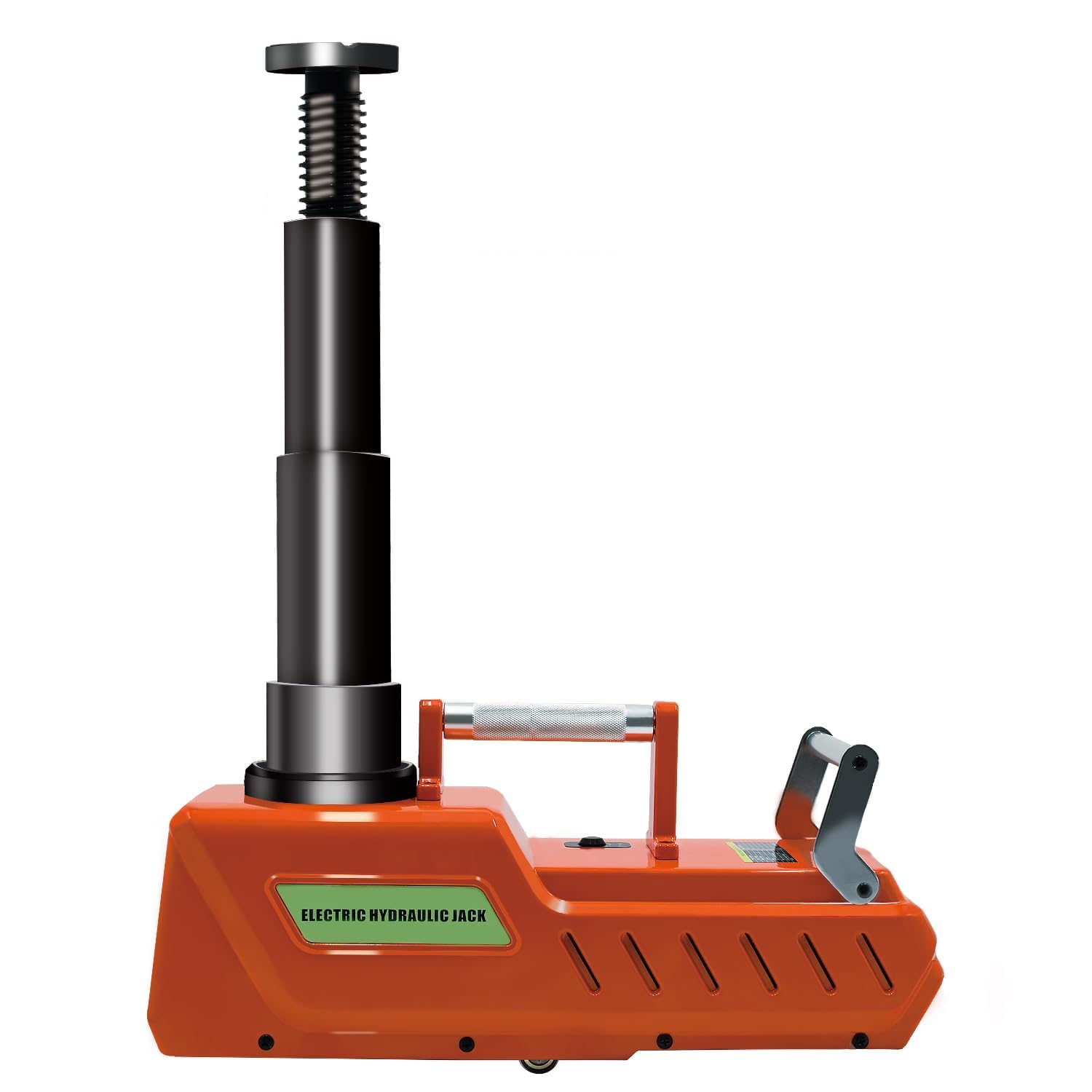 E-HEELP 15-ton jack, front view, ideal for heavy lifting during car maintenance.