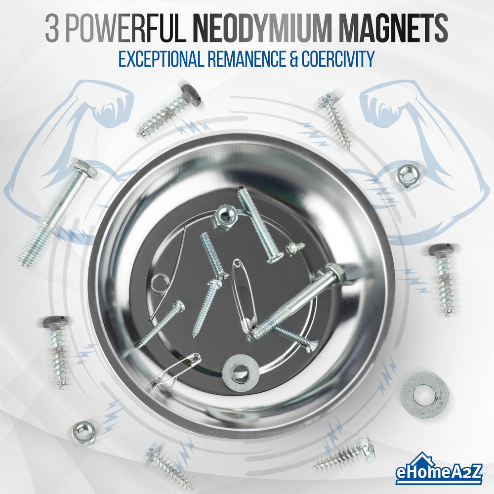 Rubber-coated bottom protects surfaces while magnets secure metal bits.