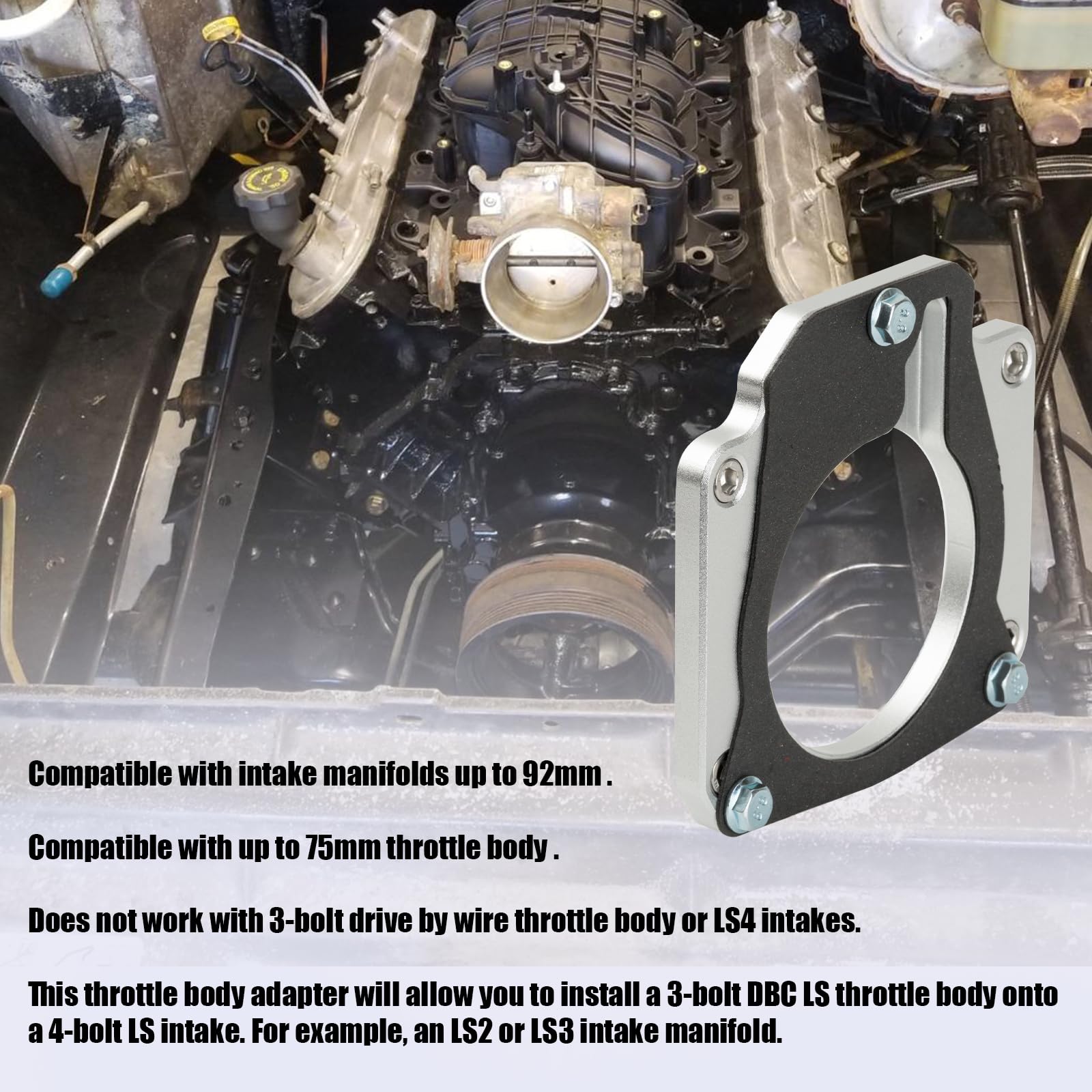 Eiahonen adapter aligns LS2/LS3 intake with 3-bolt TB for modular upgrades.