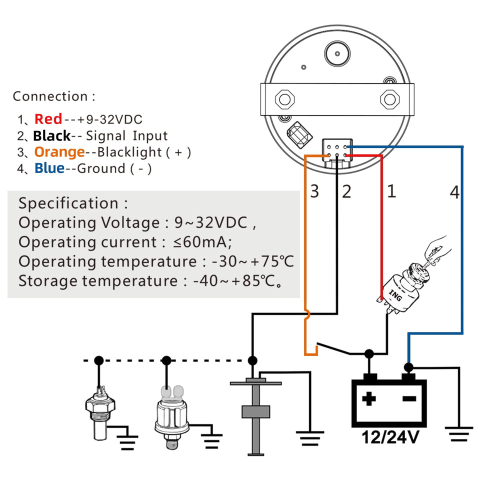EIKLIM 2-inch dial fits standard openings for quick mounting