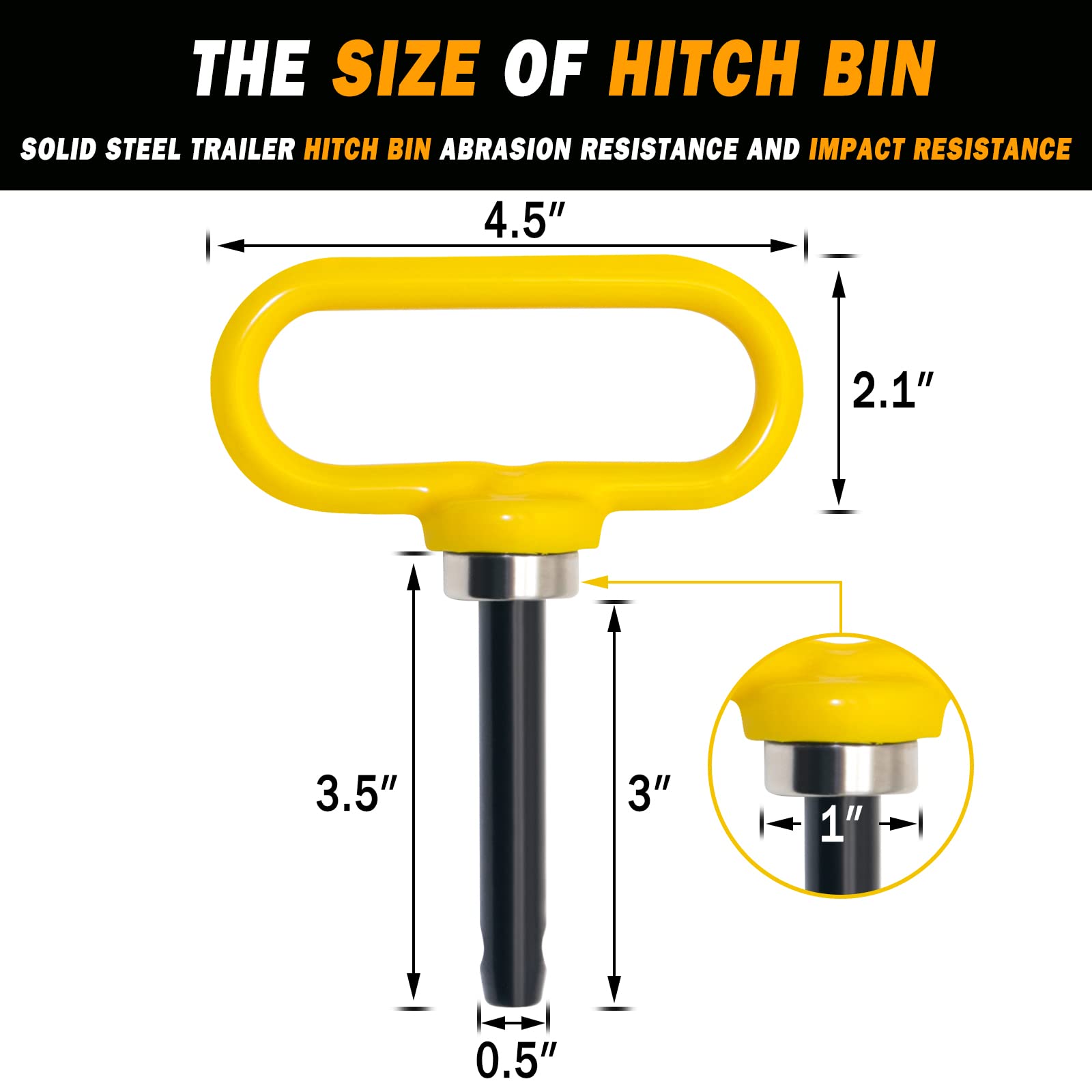 EilxMag magnetic hitch pin ready for one-handed hook.