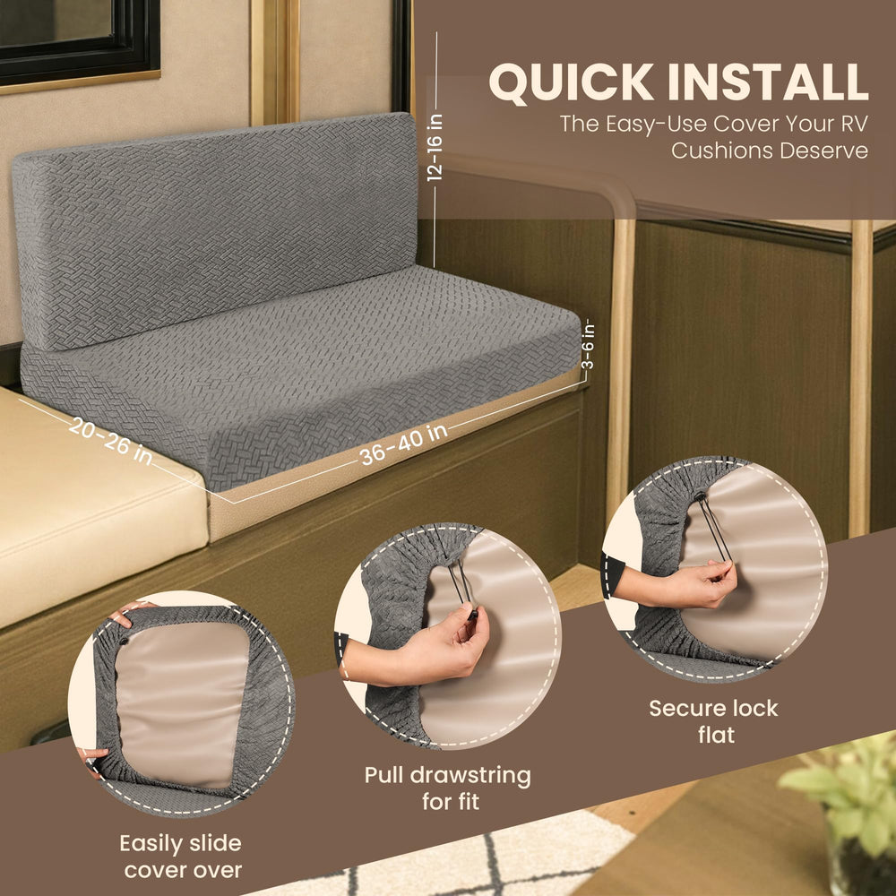 Eilyr RV dinette cushion cover backrest closeup reveals durable fabric