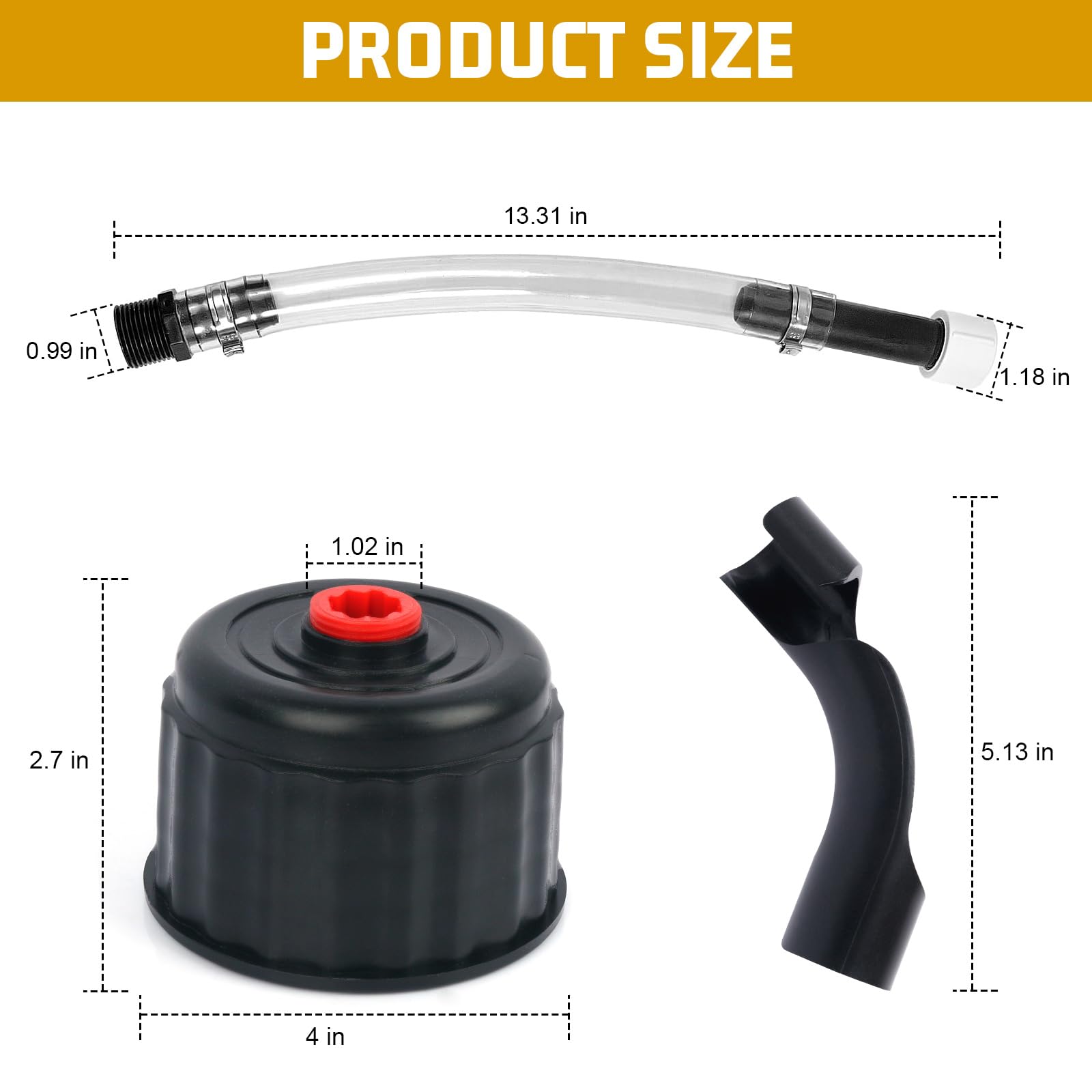EINDER hose with bender provides tight angles for clean fuel transfer