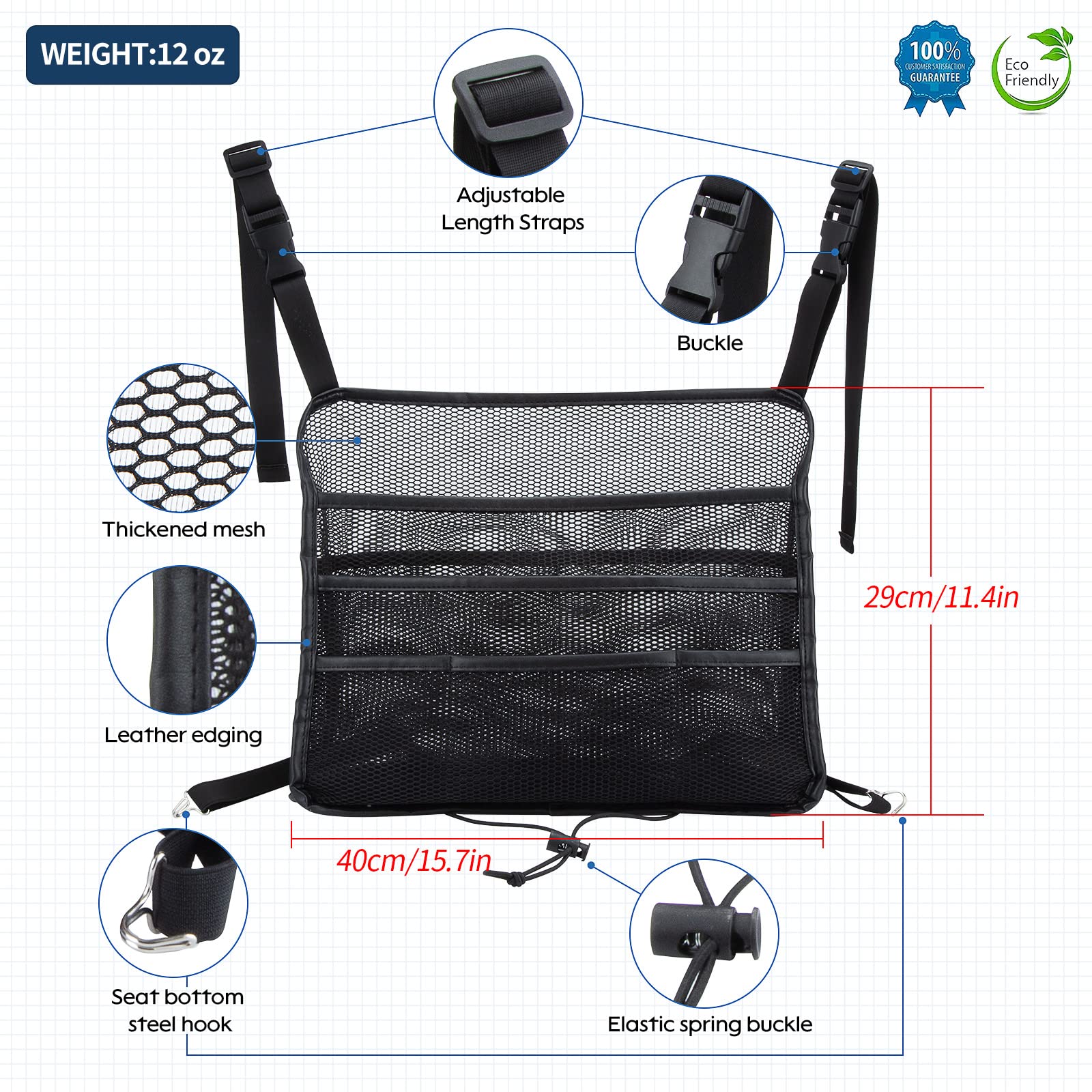 Eing car seat back organizer charging-pocket tidies cables on the go.