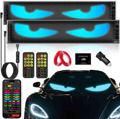 EJ's SUPER CAR Devil Eyes windshield panel glowing for bold night driving