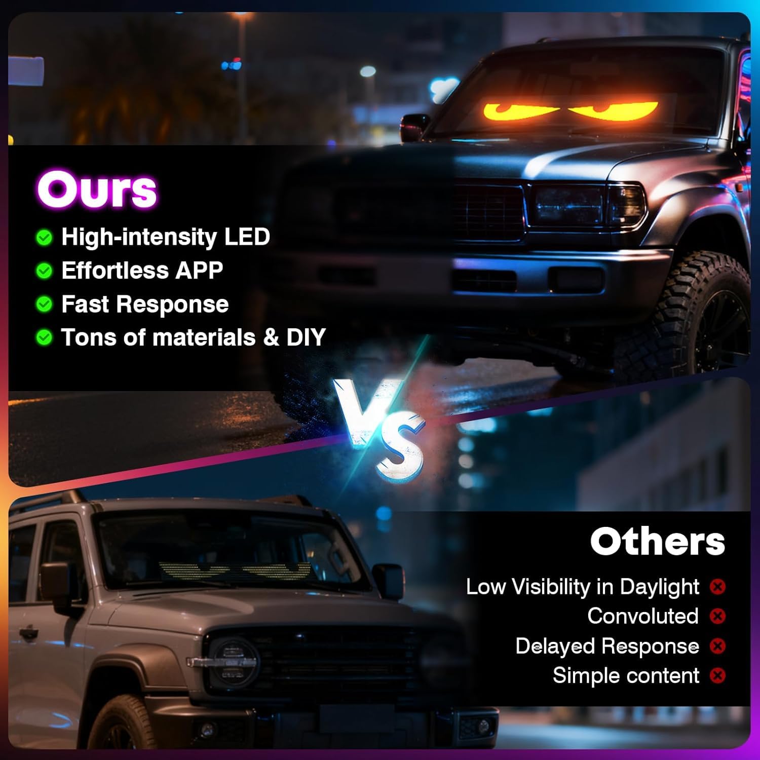 EJ's SUPER CAR windscreen lights suited for bars, weddings, and events