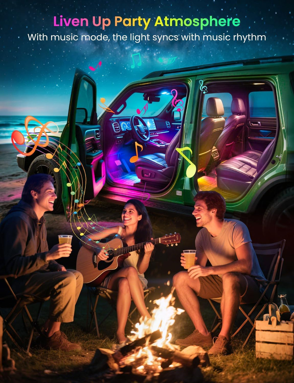 Music-synced ambient light from EJ's SUPER CAR follows your tracks