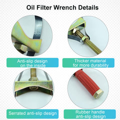 EJYTRVT oil filter wrench steel body with toothed base grips stubborn filters.