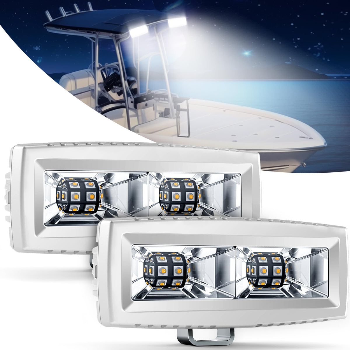 EK ENNOKING Marine LED Light Bar 5-inch front view shows compact design for tight boat spaces.